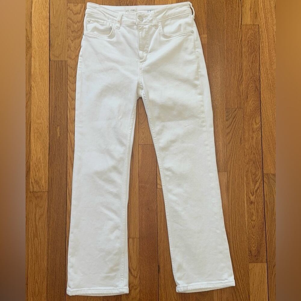 Pilcro The Yaya Mid-Rise Crop Flare white Jeans 27